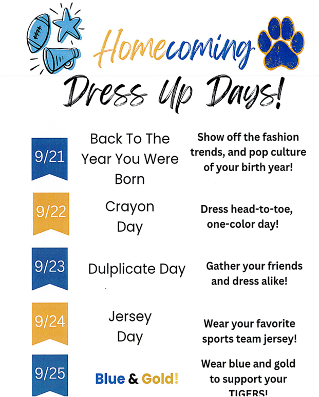 Homecoming Dress Up Days
